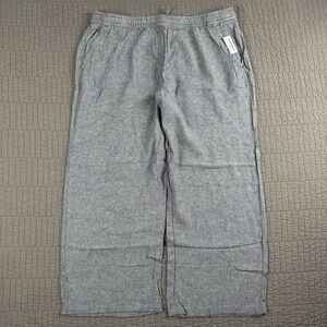 Old Navy Linen Pants Women's XL Gray Wide Leg High Rise Pockets‎ Relaxed Fit NWT